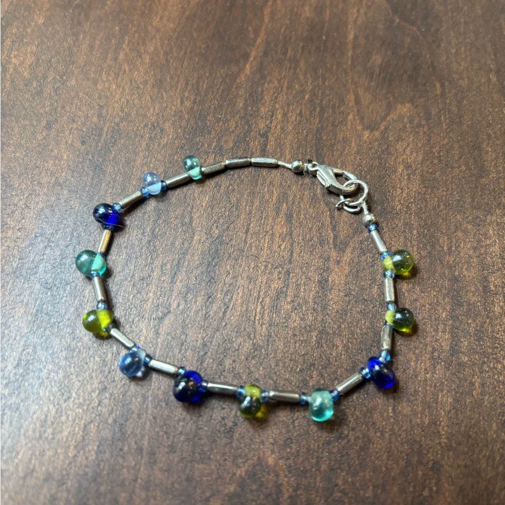 Elegant Silver and Blue Beaded Bracelet